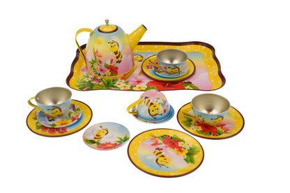 Bee Tin Tea Set | 15-Piece Yellow Playset for Kids