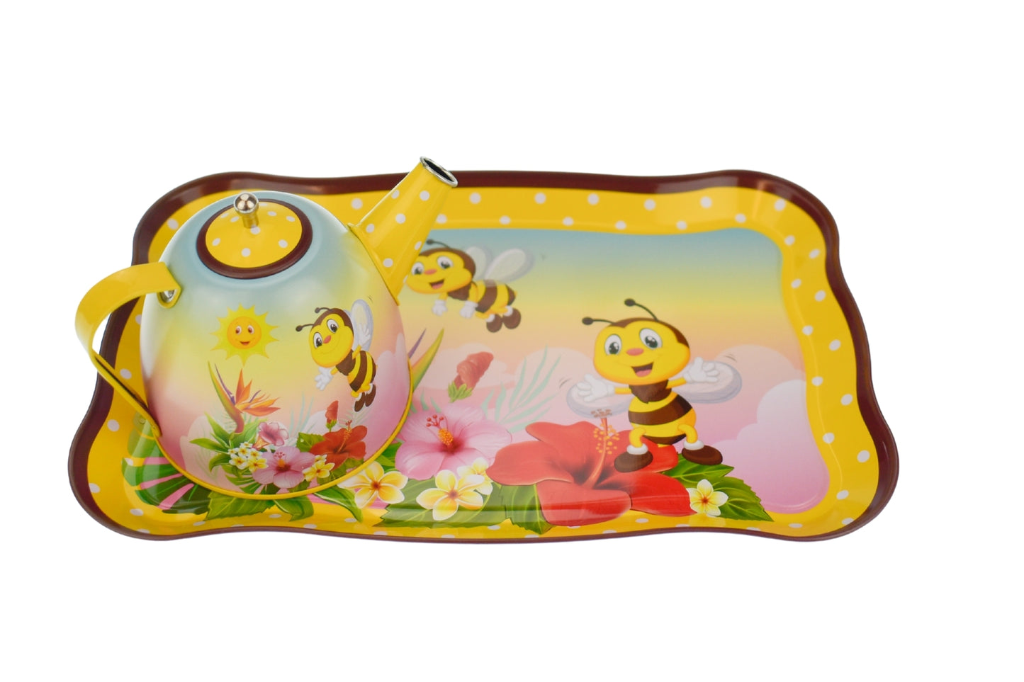 Bee Tin Tea Set | 15-Piece Yellow Playset for Kids