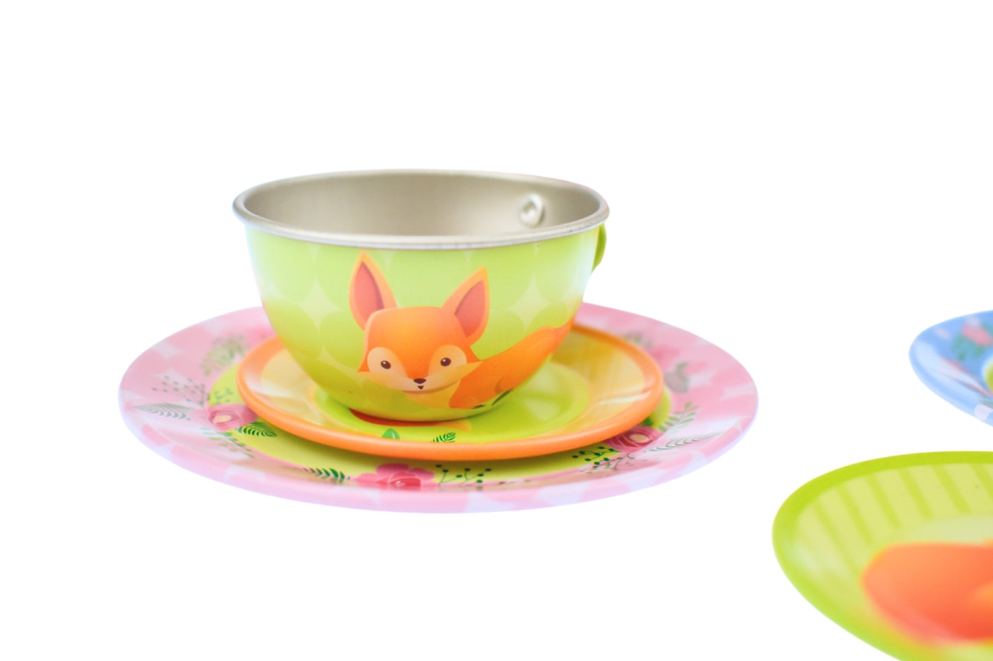 Woodland Fox Tin Tea Set | Pink 15-Piece Pretend Play Set