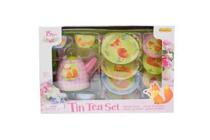 Woodland Fox Tin Tea Set | Pink 15-Piece Pretend Play Set