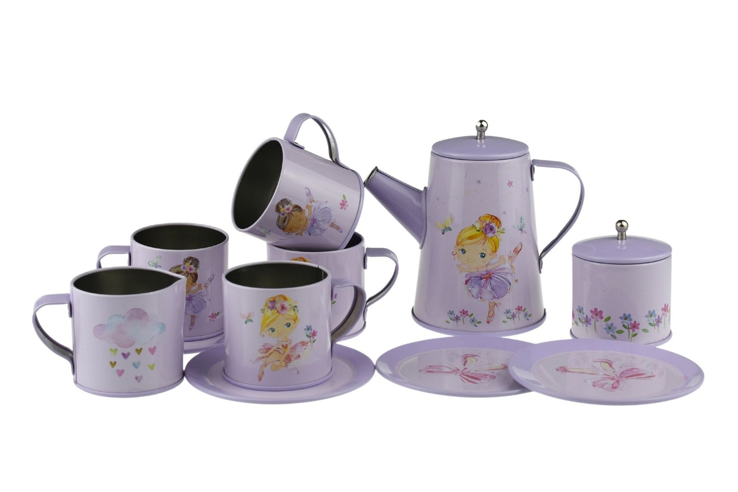 Kaper Kidz 13 Piece Ballerina Tin Tea Set for imaginative play at home.  #currentIndex