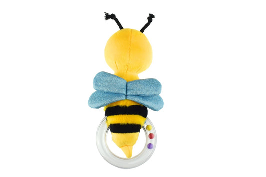 Koala Dream plush toy ring rattle with bee design, ideal for babies at home.