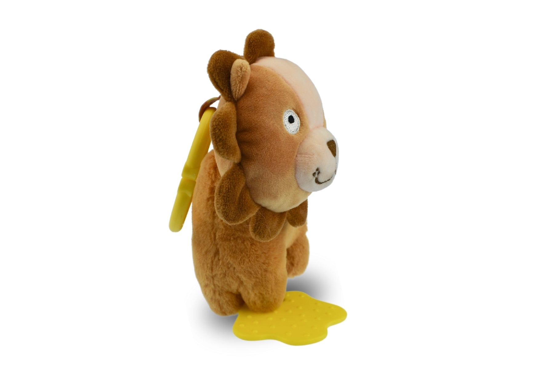 Vibrating Lion Plush Toy with Clip for comforting playtime for kids at home.