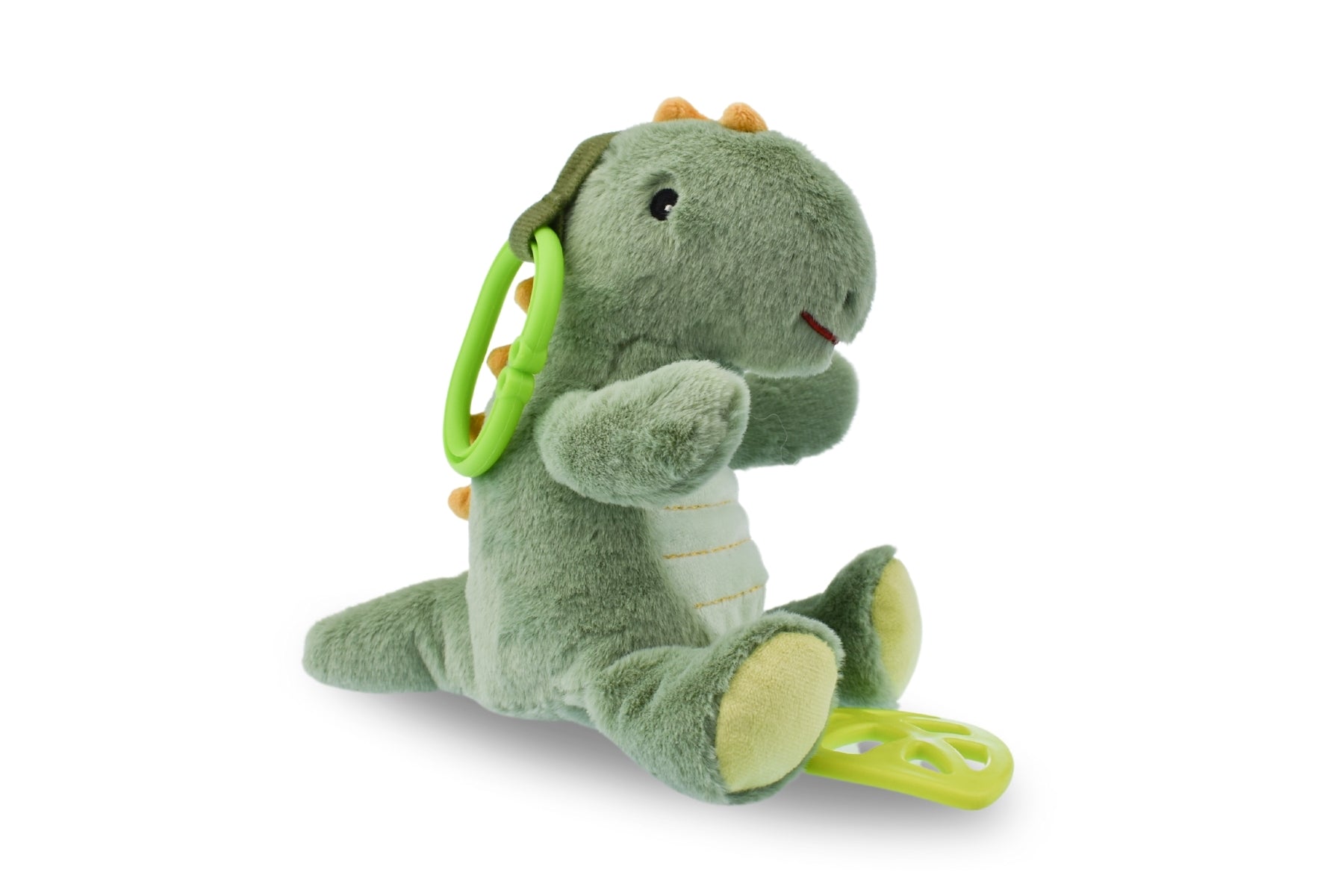 Snuggle Buddy Minty Dinosaur Plush Jiggler with Teether for comforting playtime and teething.