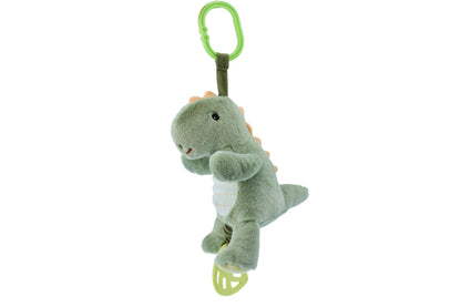 Cute Minty Dinosaur Plush Jiggler with Teether, a snuggly companion for kids at home.