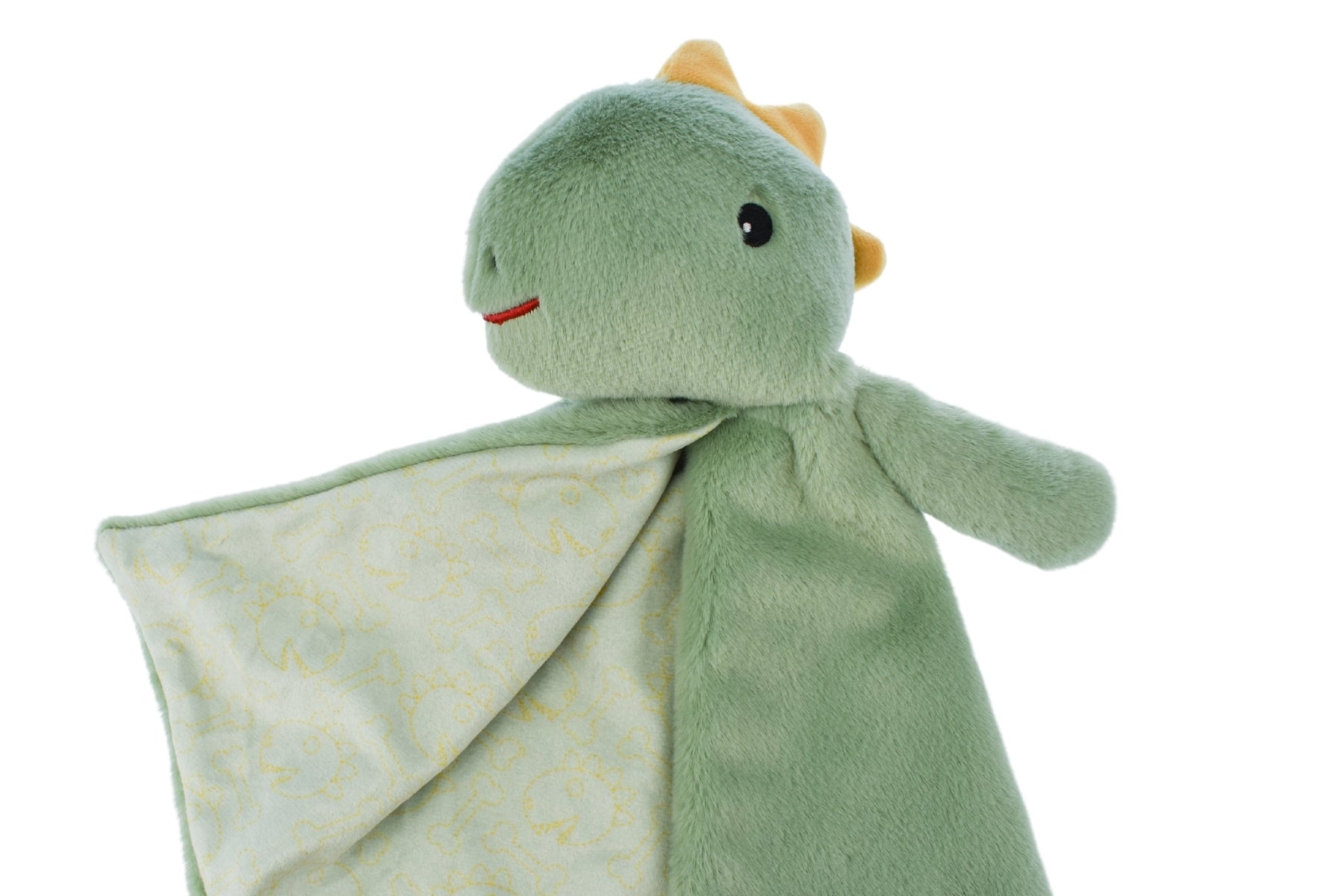 Minty Dinosaur Teether Blanket, a cozy buddy for babies to soothe teething discomfort.