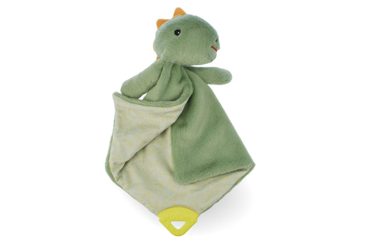 Snuggle Buddy Minty Dinosaur Teether Blanket | Soothing teething relief & comfort for babies.