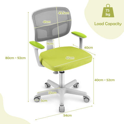 Kids Adjustable Height Desk Chair with Lumbar Support | Green