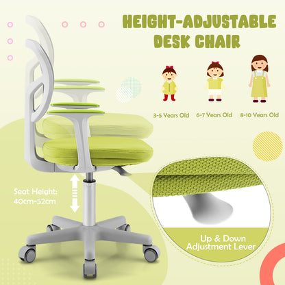 Kids Adjustable Height Desk Chair with Lumbar Support | Green
