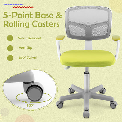 Kids Adjustable Height Desk Chair with Lumbar Support | Green