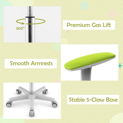 Kids Adjustable Height Desk Chair with Lumbar Support | Green