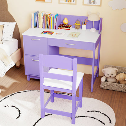 Purple Kids Table & Chair Set | Wide Desktop & Storage for 3+