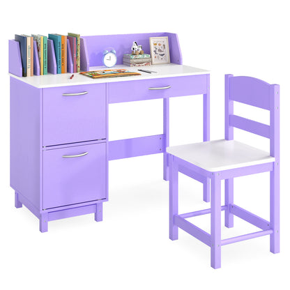 Purple Kids Table & Chair Set | Wide Desktop & Storage for 3+