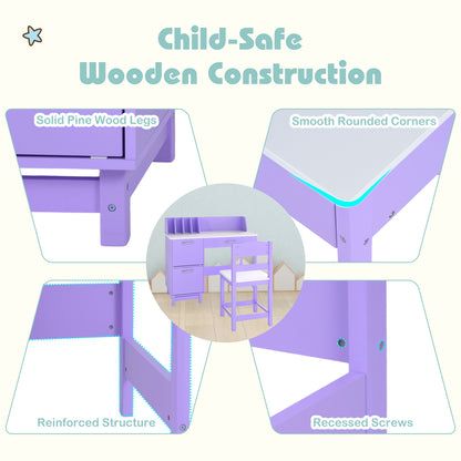 Purple Kids Table & Chair Set | Wide Desktop & Storage for 3+