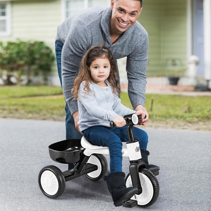 Costway Convertible Kids Tricycle with Limited Steering Angle and Removable Pedals-White