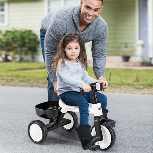 Costway Convertible Kids Tricycle with Limited Steering Angle and Removable Pedals-White