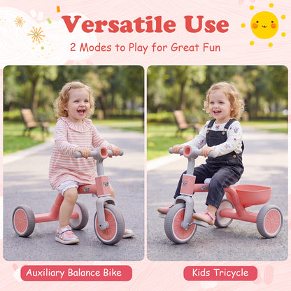 Pink Kids Tricycle | Convertible Balance Bike with Removable Pedals