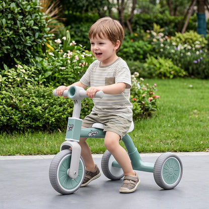 Costway Convertible Kids Tricycle with Limited Steering Angle and Removable Pedals-Green