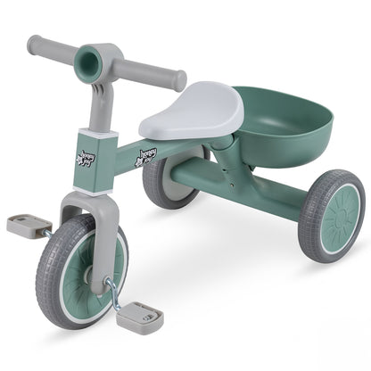 Green Kids Tricycle | Convertible Balance Bike with Removable Pedals