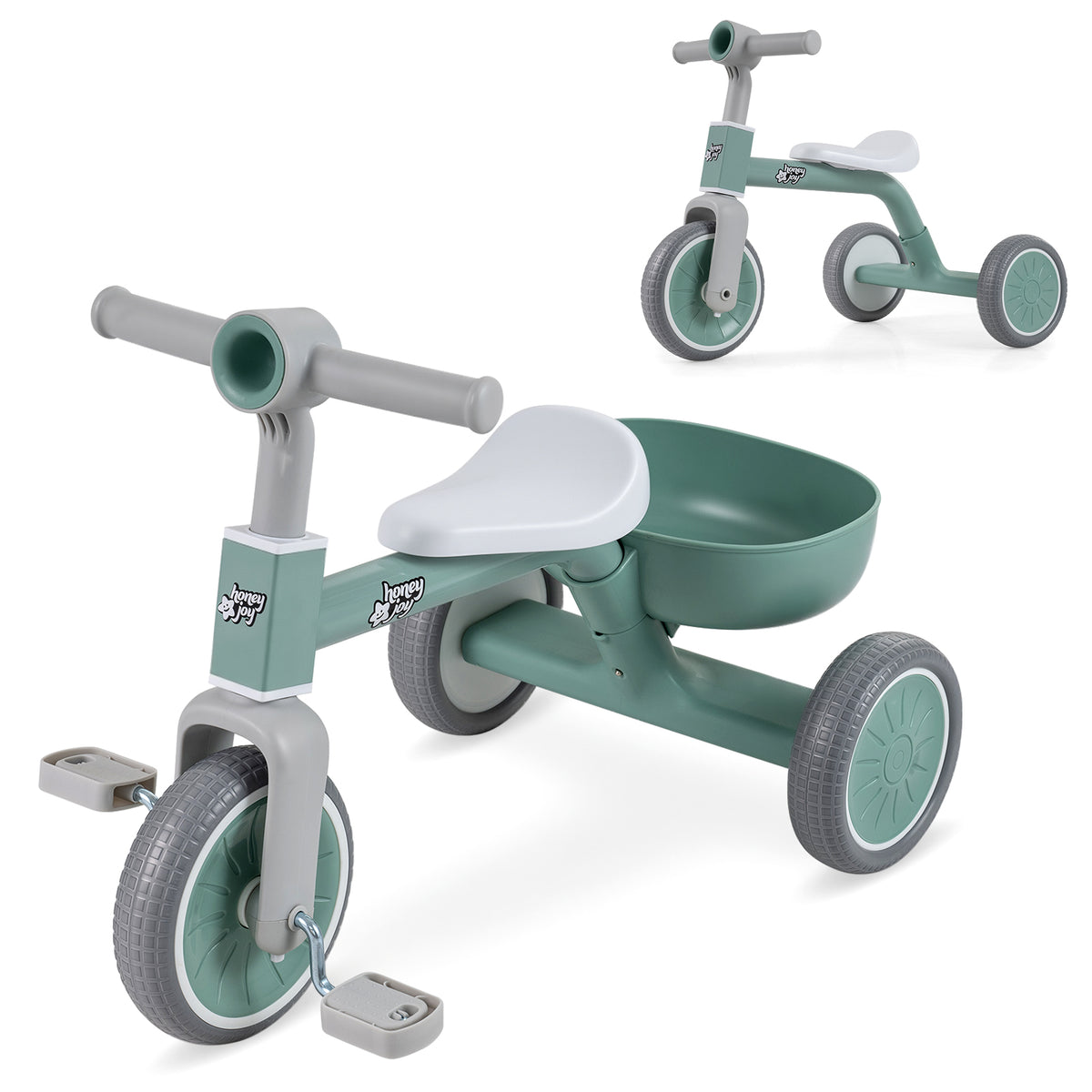 Green Kids Tricycle | Convertible Balance Bike with Removable Pedals