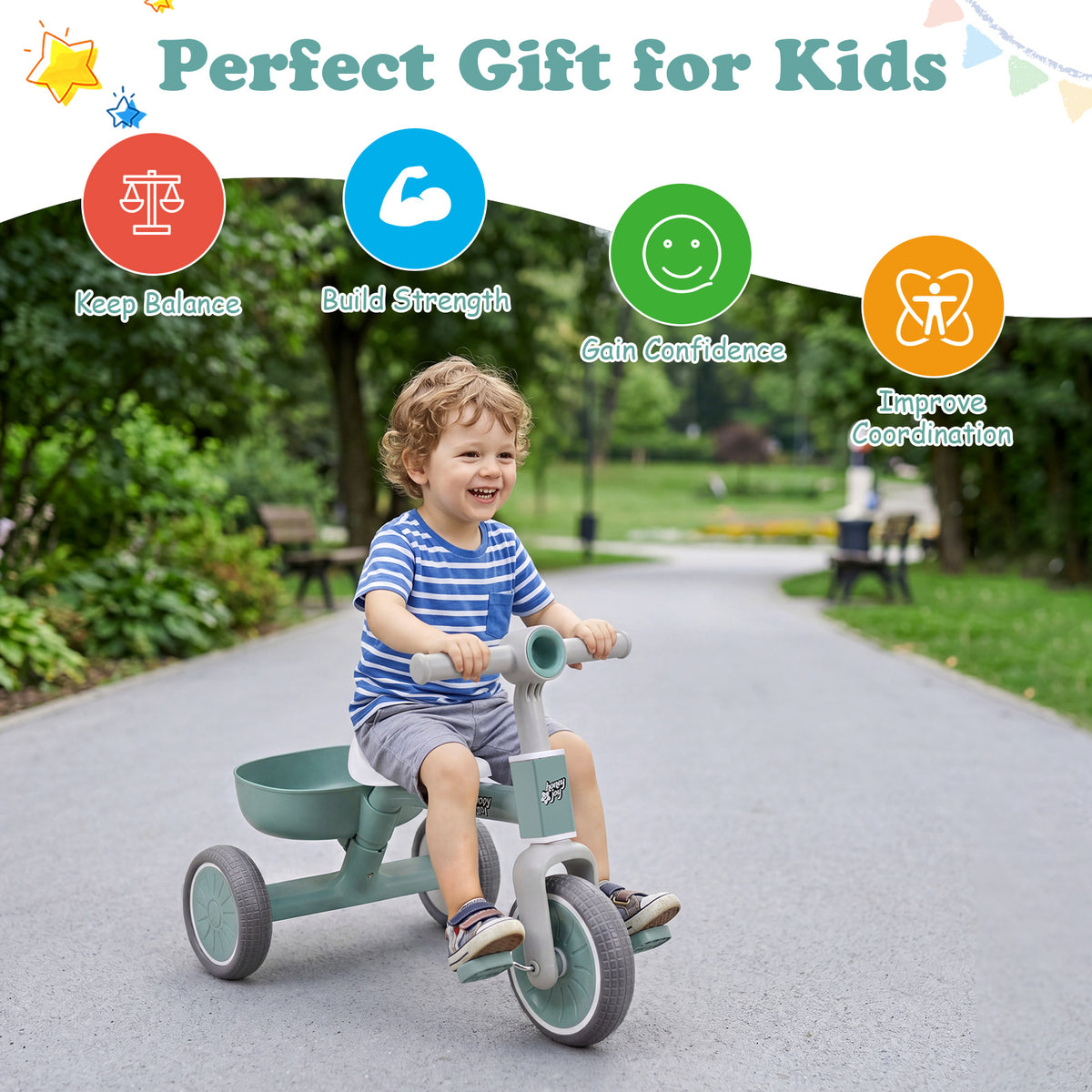 Green Kids Tricycle | Convertible Balance Bike with Removable Pedals