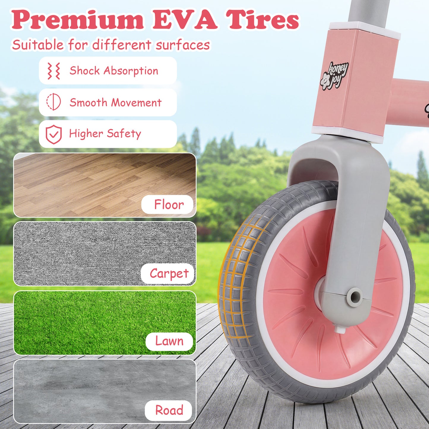Pink Kids Tricycle | Convertible Balance Bike with Removable Pedals