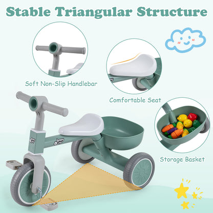 Green Kids Tricycle | Convertible Balance Bike with Removable Pedals