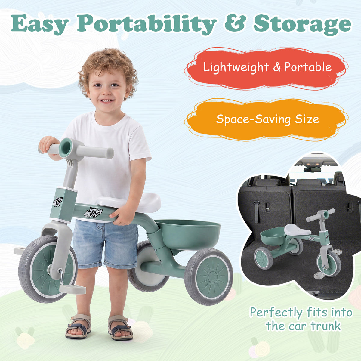 Green Kids Tricycle | Convertible Balance Bike with Removable Pedals