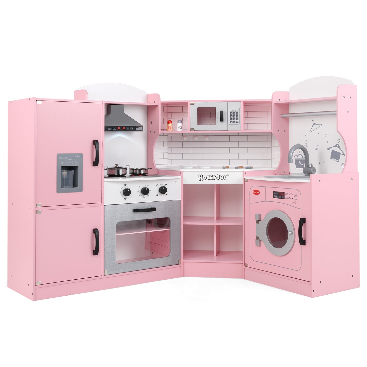 Pink Corner Play Kitchen | Lights Sounds & Cookware Set