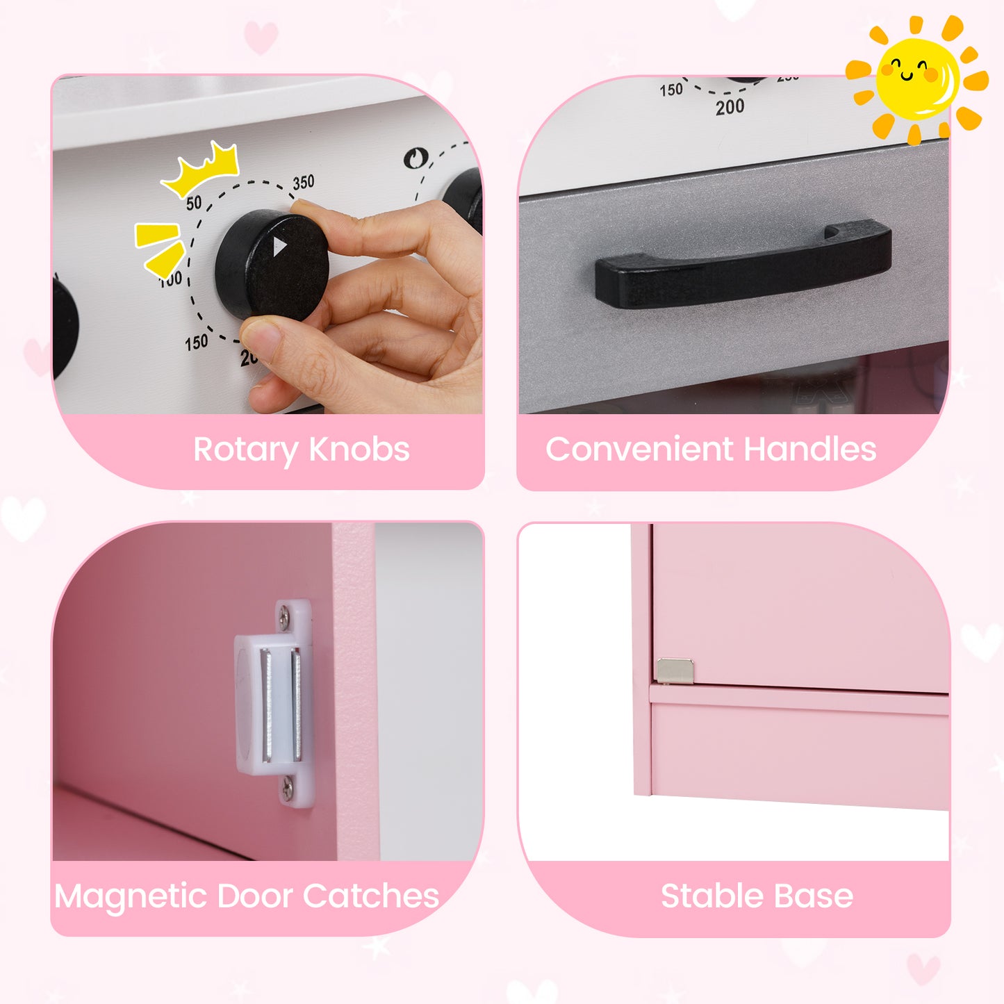 Pink Corner Play Kitchen | Lights Sounds & Cookware Set