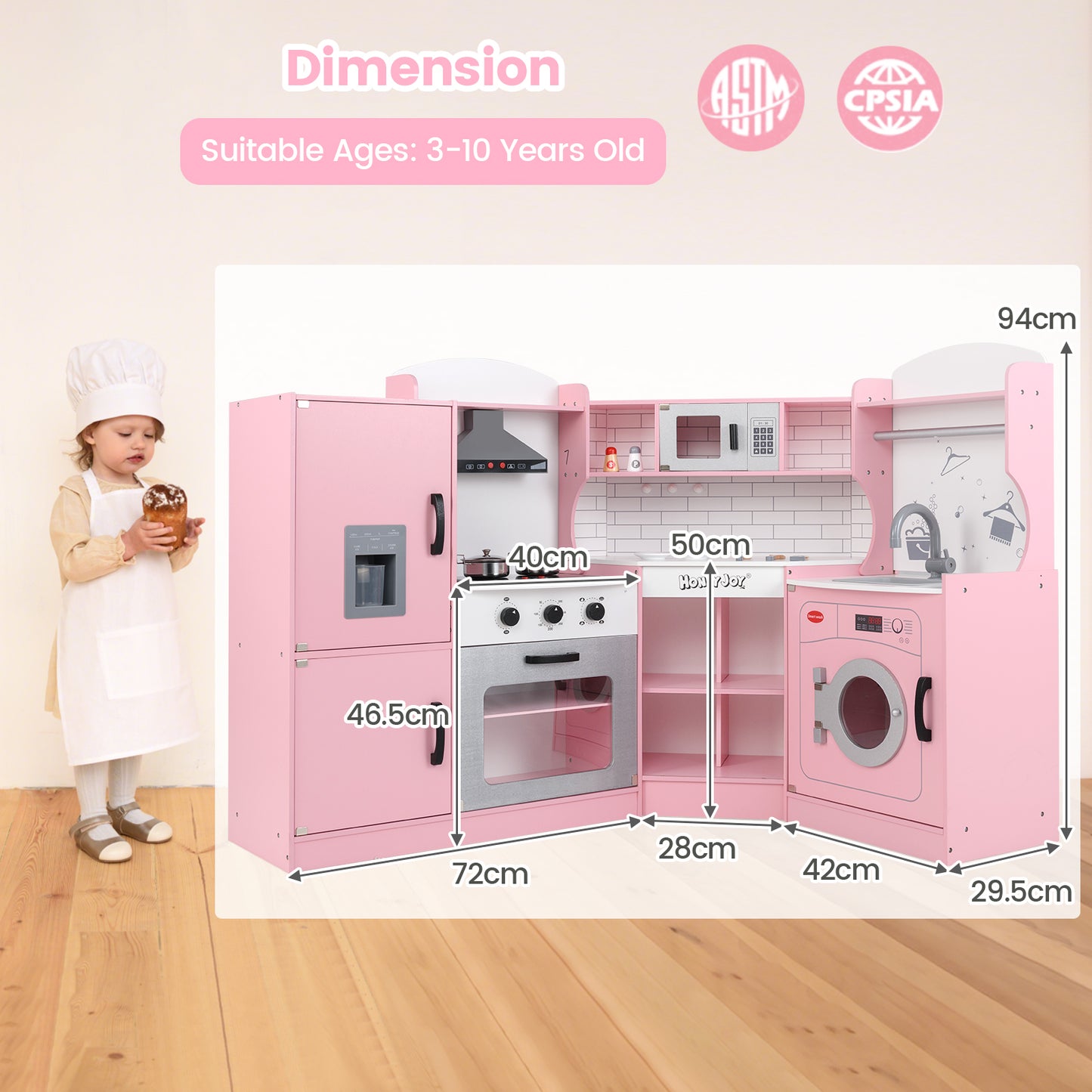 Pink Corner Play Kitchen | Lights Sounds & Cookware Set