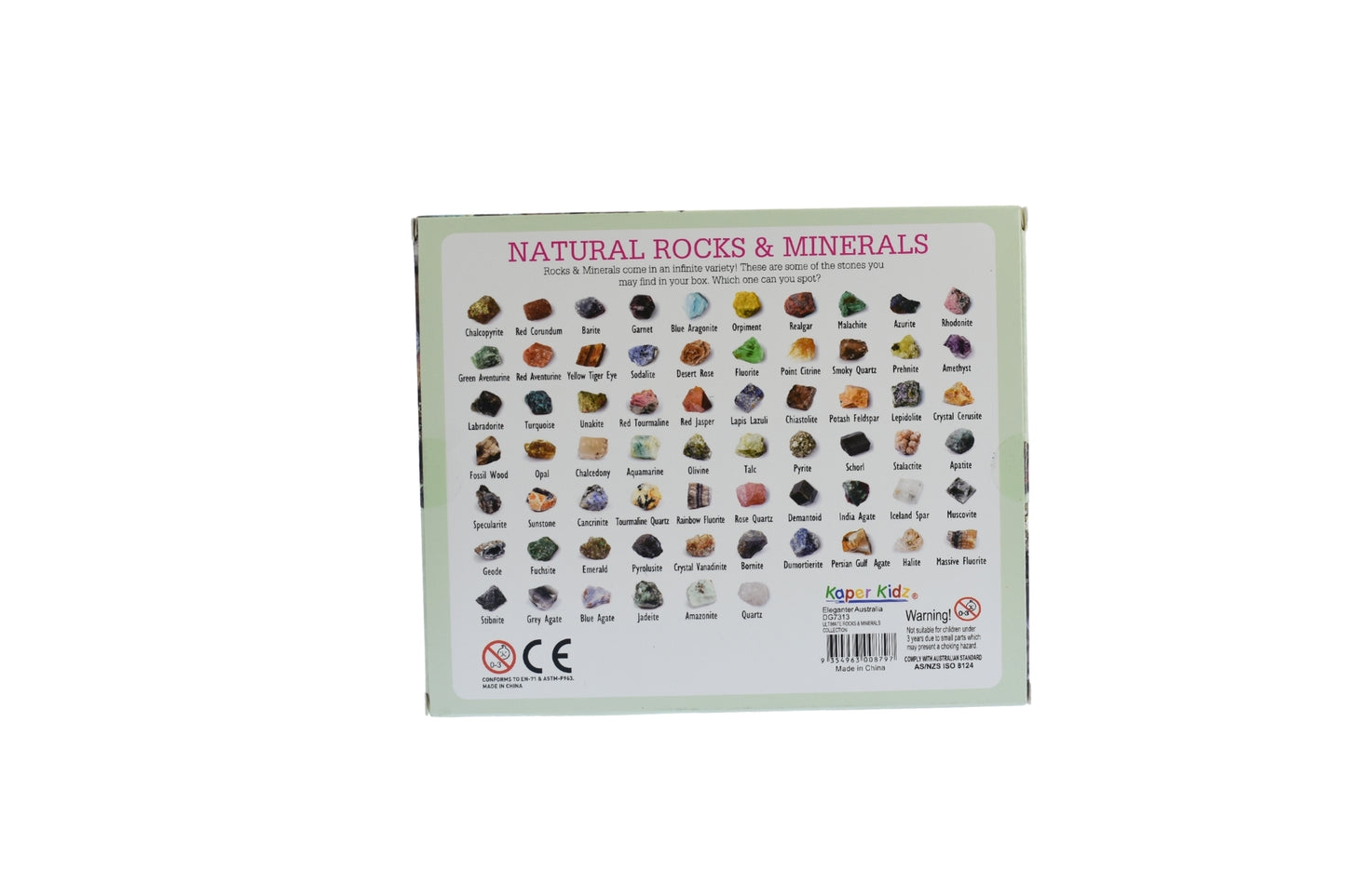 Kaper Kidz 48 Pc Rocks & Minerals Collection Box, educational geology kit for kids.