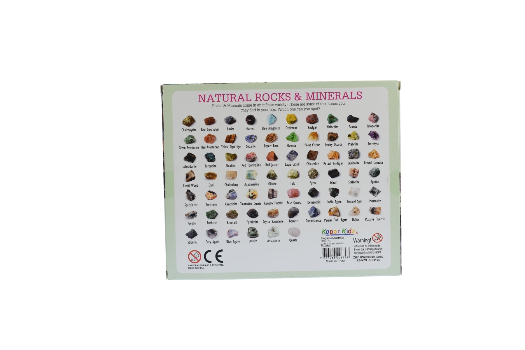 Kaper Kidz 48 Pc Rocks & Minerals Collection Box, educational geology kit for kids.