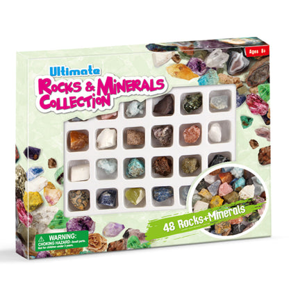 Kaper Kidz rocks & minerals collection box, 48 pieces, educational toy for childrens exploration.