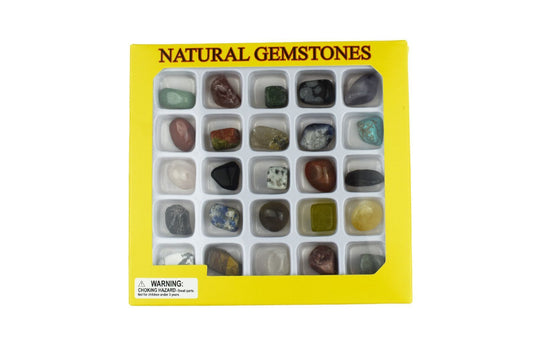 Colorful gemstone selection box for kids ages 6+, sparking creativity and imagination at home.