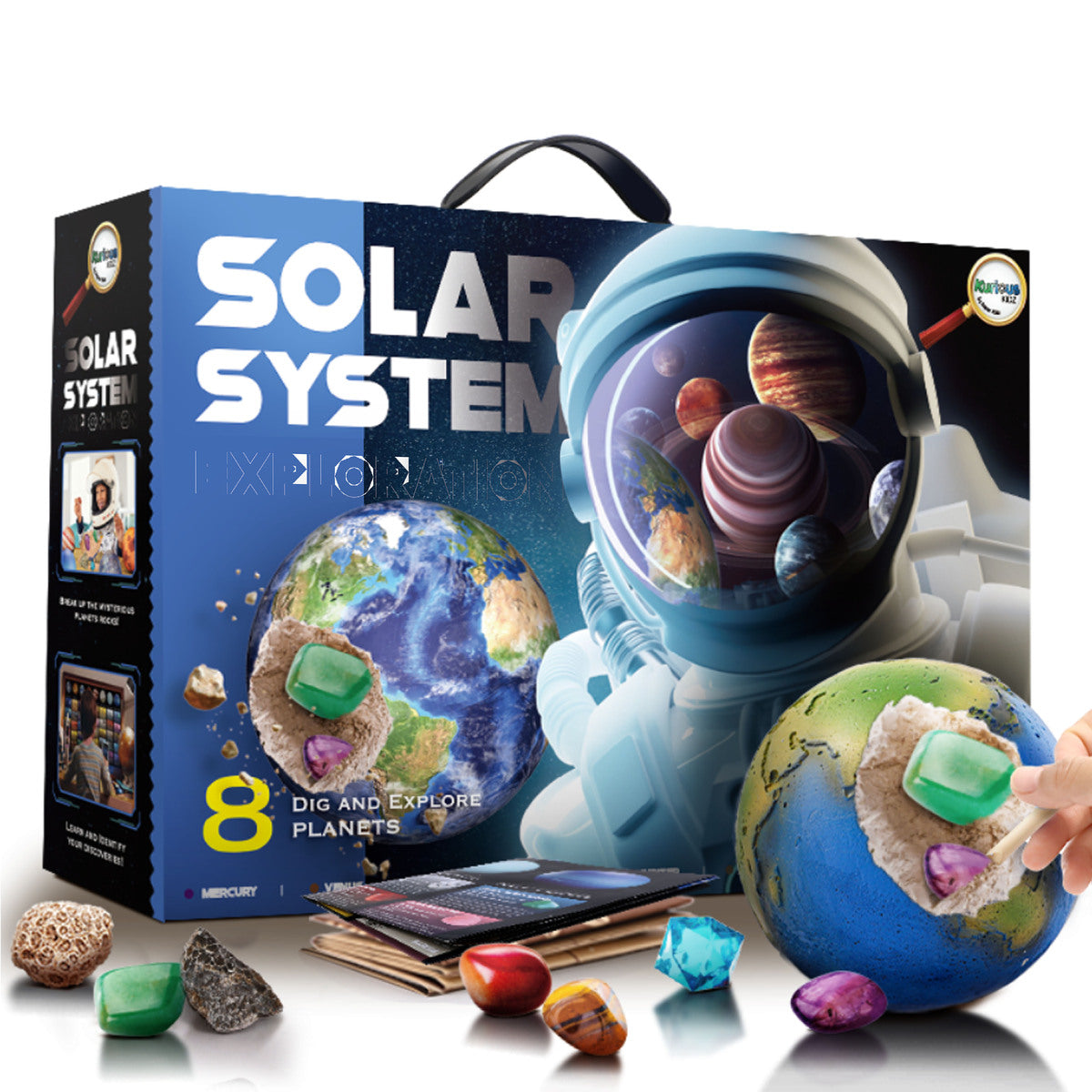 Kaper Kidz Solar System Dig Kit with 8 Planets and 40 Gems for interactive learning.