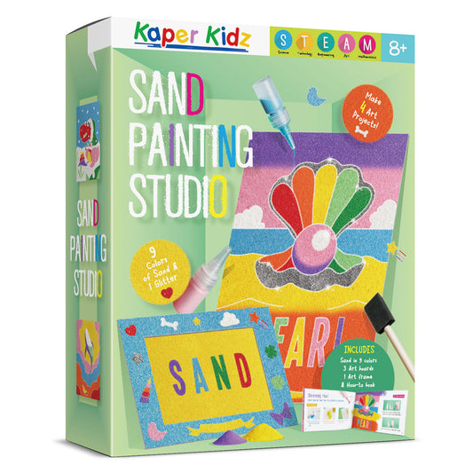 Kaper Kidz Sand Painting Studio Kit, ideal for creative crafting fun at home.