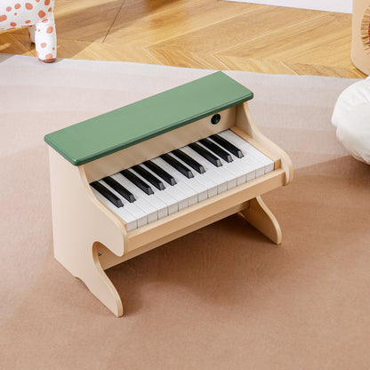 25 Keys Wooden Digital Piano Toy with Removable Music Stand-Green