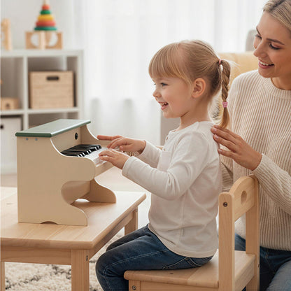 25 Key Wooden Piano Toy | Removable Stand | Green Digital