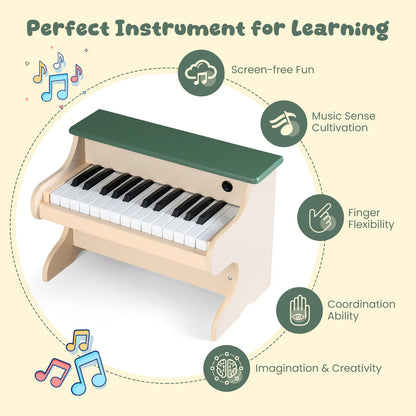 25 Key Wooden Piano Toy | Removable Stand | Green Digital