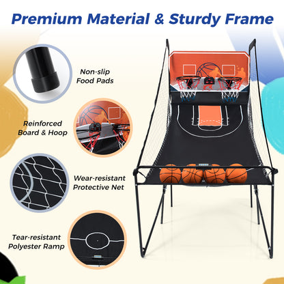 Dual Shot Black Orange Basketball Arcade | LED Scoreboard 8 Modes