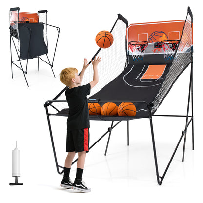 Dual Shot Black Orange Basketball Arcade | LED Scoreboard 8 Modes
