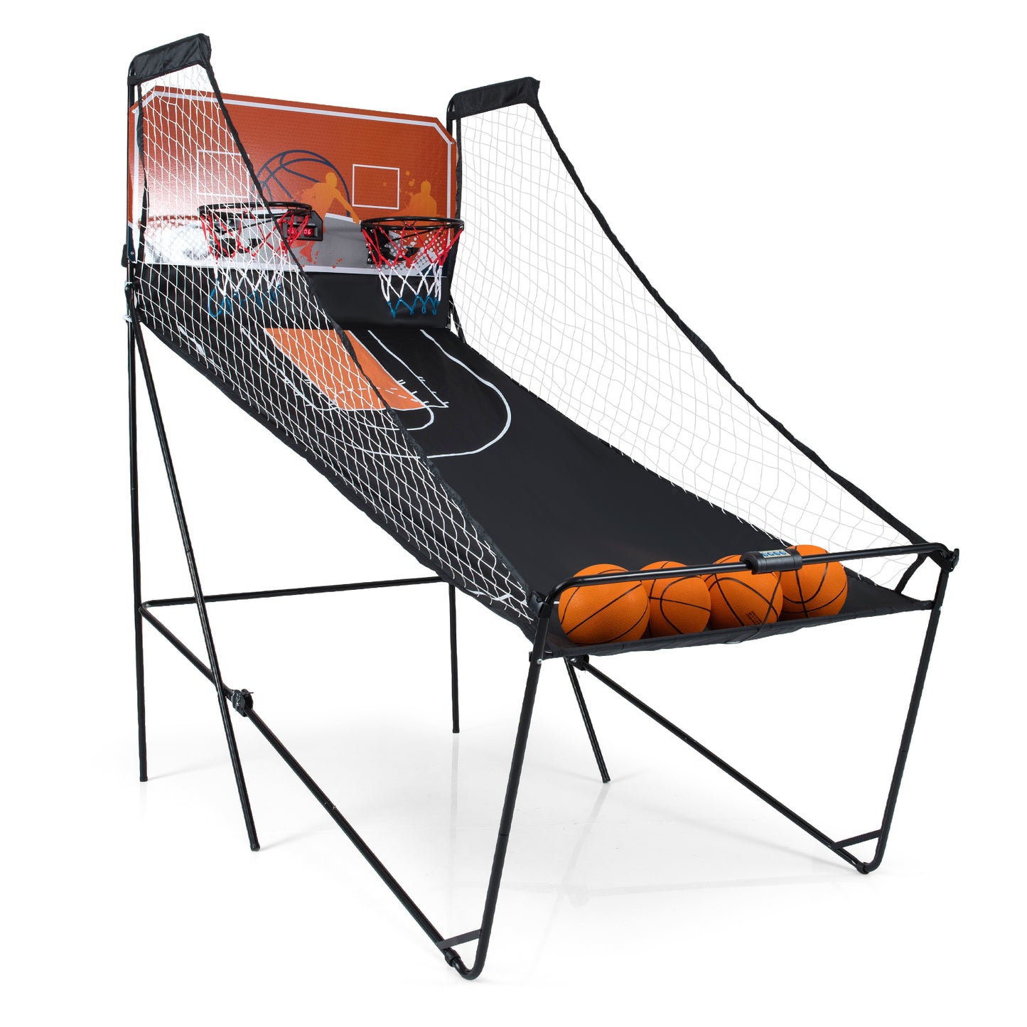 Dual Shot Black Orange Basketball Arcade | LED Scoreboard 8 Modes