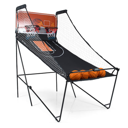 Dual Shot Black Orange Basketball Arcade | LED Scoreboard 8 Modes
