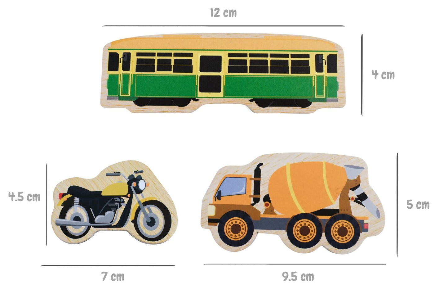 Magnetic Wooden Transport Vehicles 26 Pcs | Natural Fridge