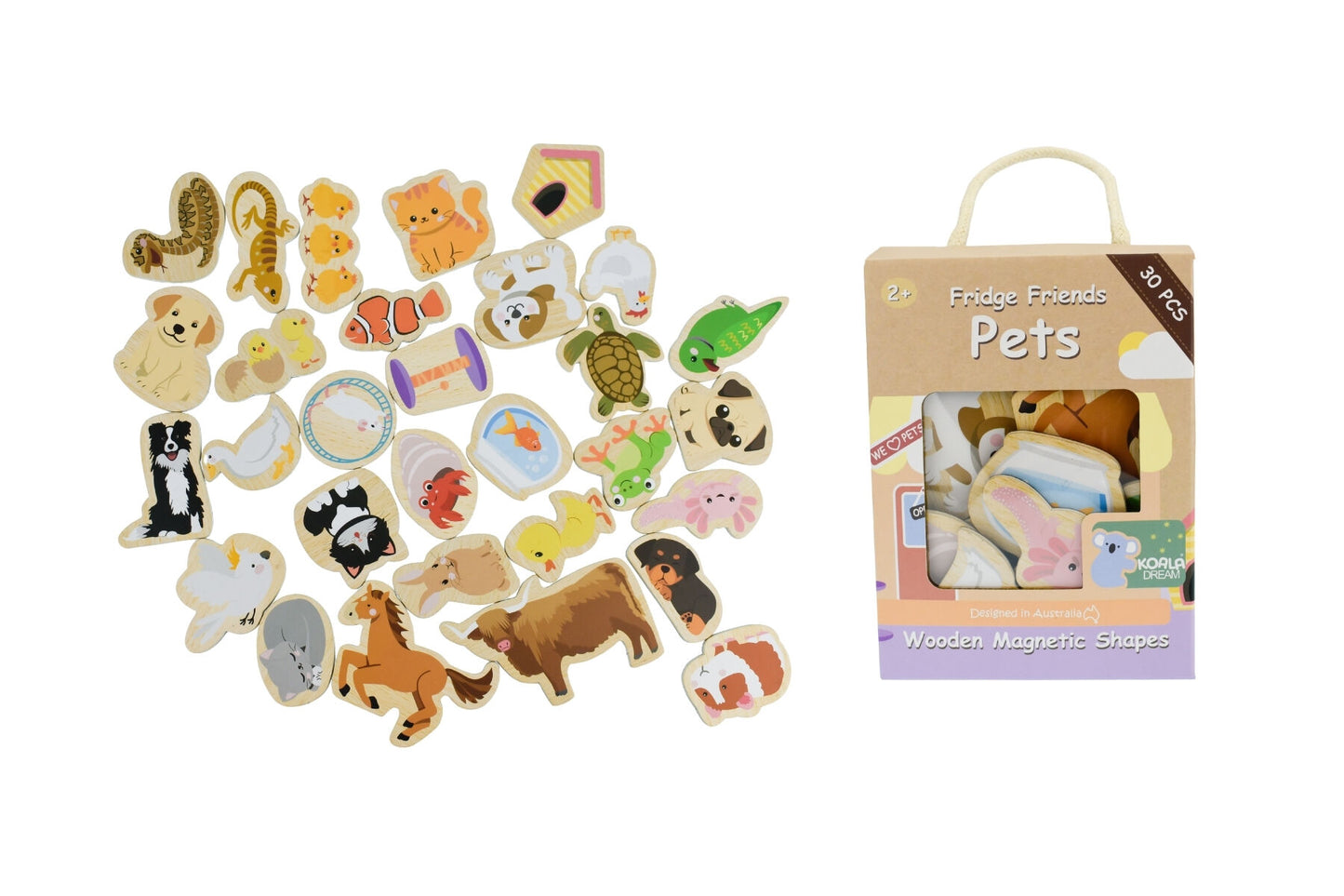 Colorful Pet Magnets 30 Pcs | Fridge Friends Animal Set