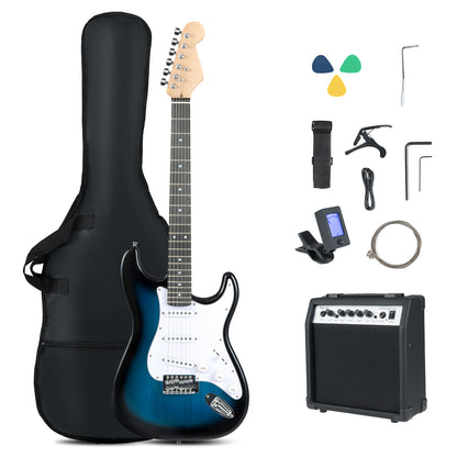 Blue Electric Guitar Beginner Kit | SSS Pickup | 15W Amplifier