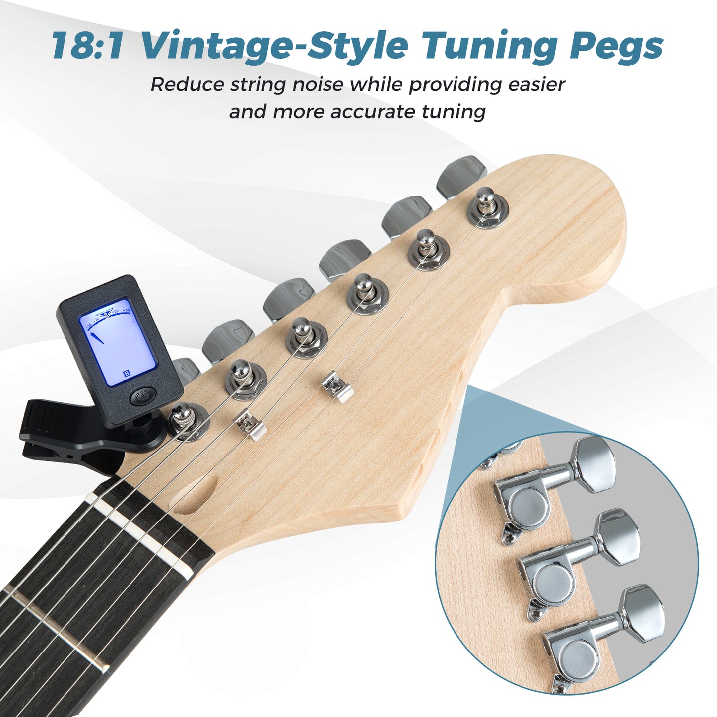 Blue Electric Guitar Beginner Kit | SSS Pickup | 15W Amplifier