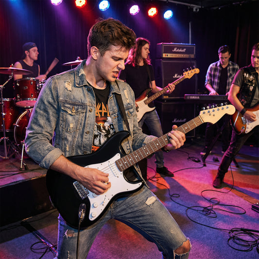 Electric Guitar Beginner Kit | SSS Pickup 15W Amplifier Black