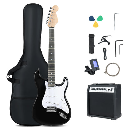 Electric Guitar Beginner Kit | SSS Pickup 15W Amplifier Black